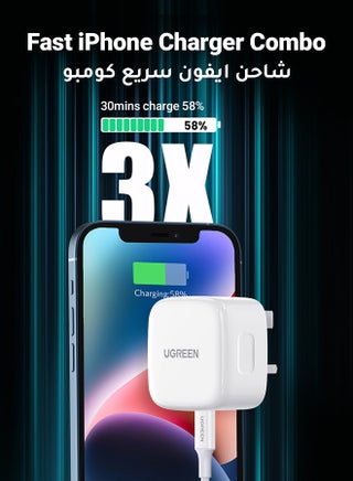 USB C iPhone Charger with 1M Lightning Cable, Fast Charging Type-C Wall Plug Compatible with iPhone 14/14 Pro/14 Pro Max/14 Plus, 13/12/11/XS, iPad Mini 6/Pro – White White with Lightning cable - view 2